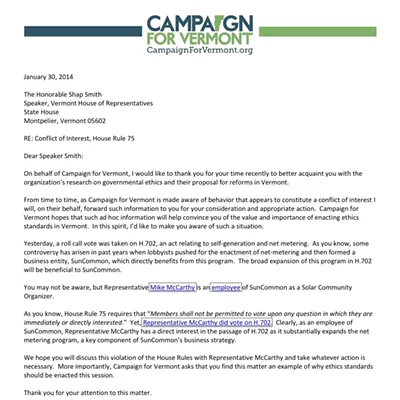 Image: Lisman's Group Accuses House Democrat of Solar Conflict