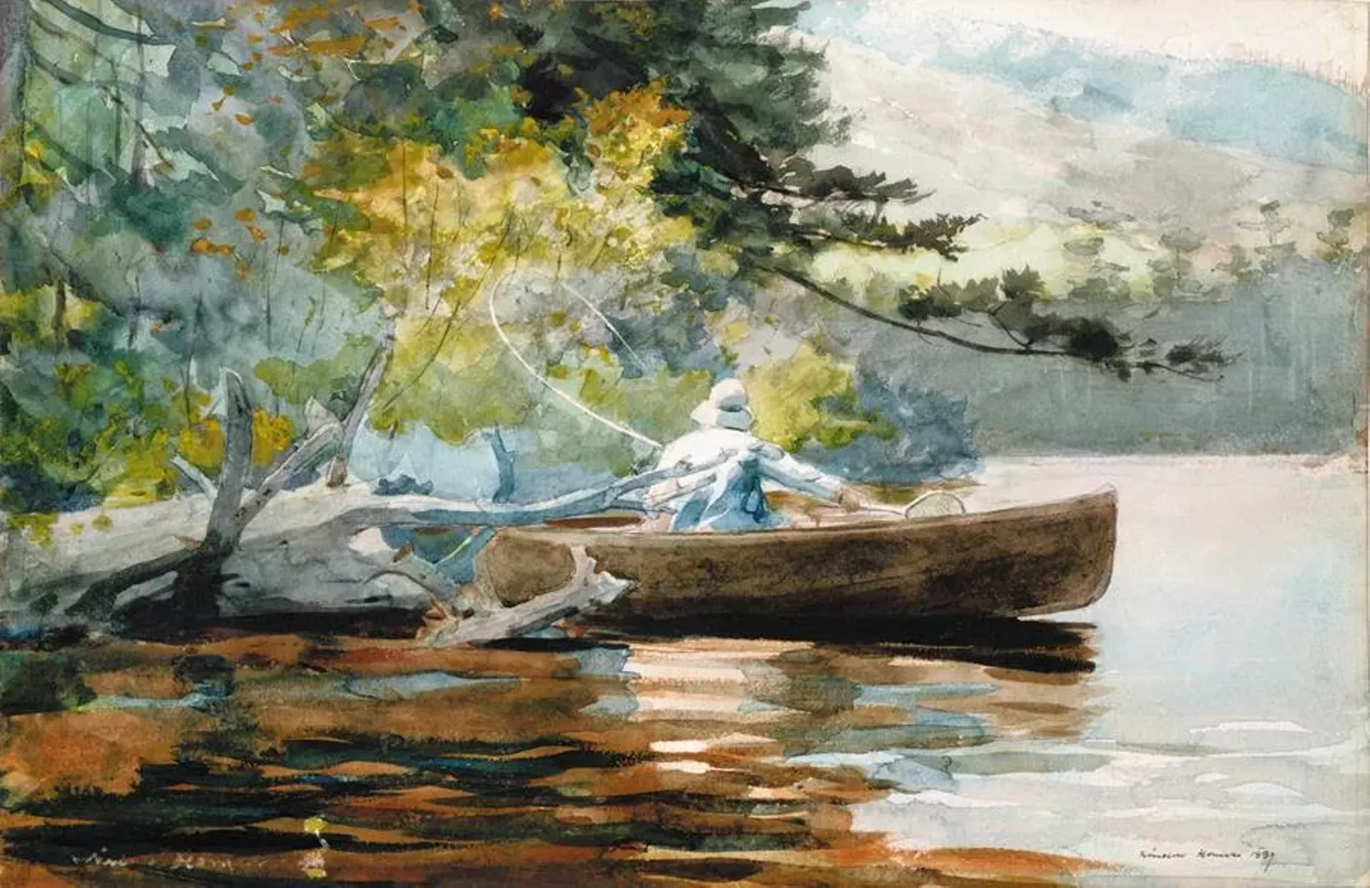 "A Good One, Adirondacks, 1889" by Winslow Homer