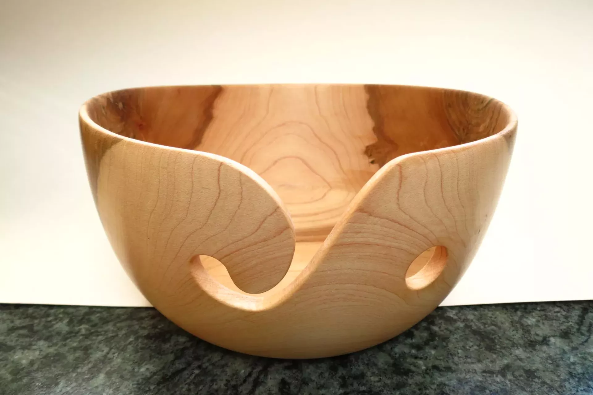 Turned yarn bowl created by Jim Holzschuh