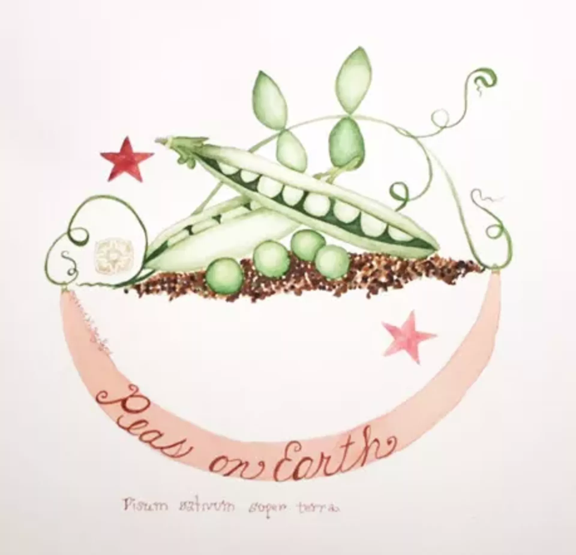 "Peas on Earth," watercolor by Stephanie Whitney-Payne