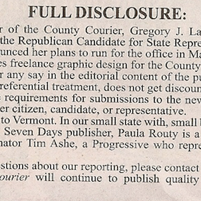 Image: Media Note: Lawmaker Claims Bias By Weekly Newspaper