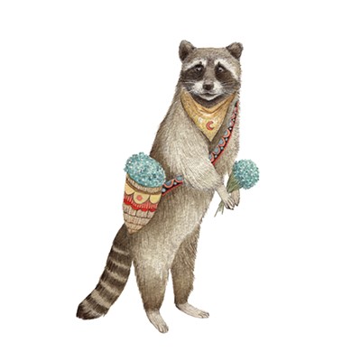 "Flower Messenger: Raccoon," by Jess Polanshek