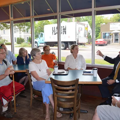 Image: New Police Chief Brandon del Pozo Sips Coffee With Residents