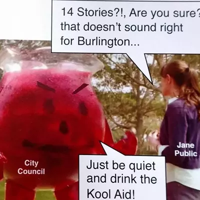 Image: Artwork Mocks Burlington City Officials for &lsquo;Drinking the Kool-Aid&rsquo;
