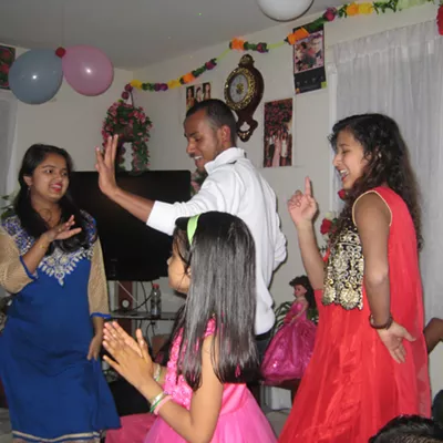 Image: Members of 3rd STEPS perform deusi bhailo during Tihar 2016
