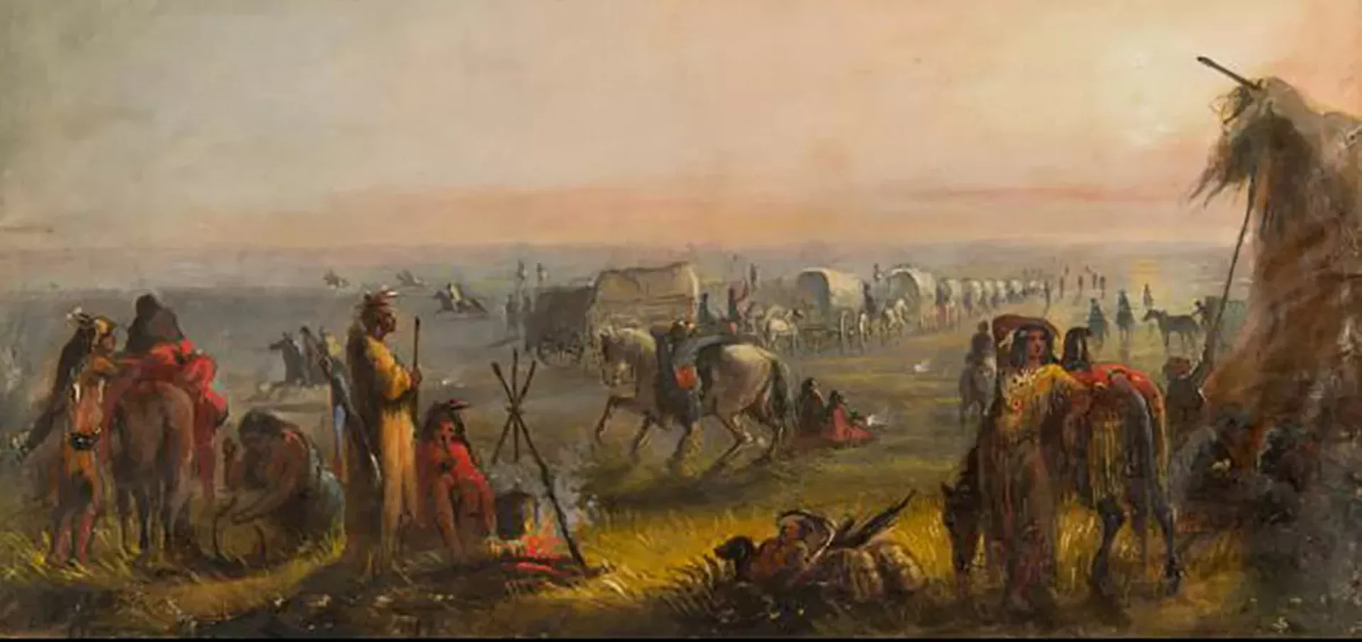 "Departure of the Caravan at Sunrise" by Alfred Jacob Miller