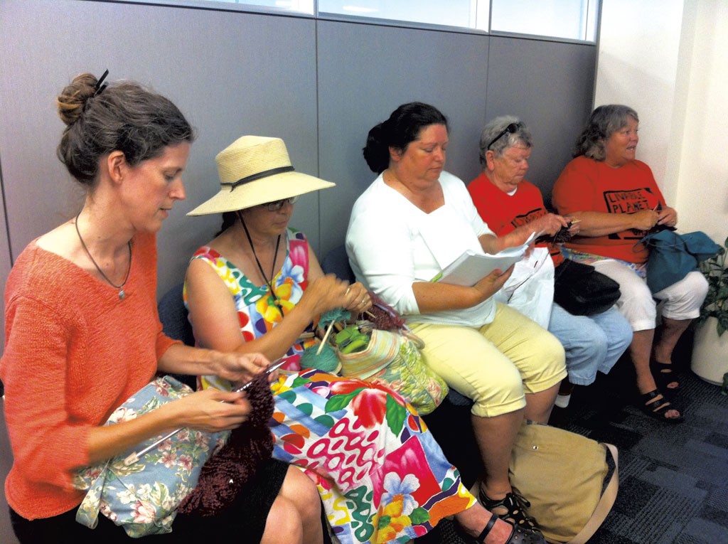 A "knit-in" at Vermont Gas headquarters in South Burlington - FILE: KATHRYN FLAGG