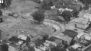 A photograph of the neighborhood in 1966 near the time of demolition