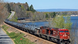 A train hauling tanker cars at Port Kent, N.Y.