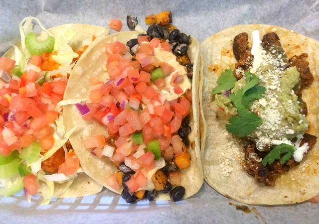A trio of tacos, $2 to $4.25 each - ALICE LEVITT