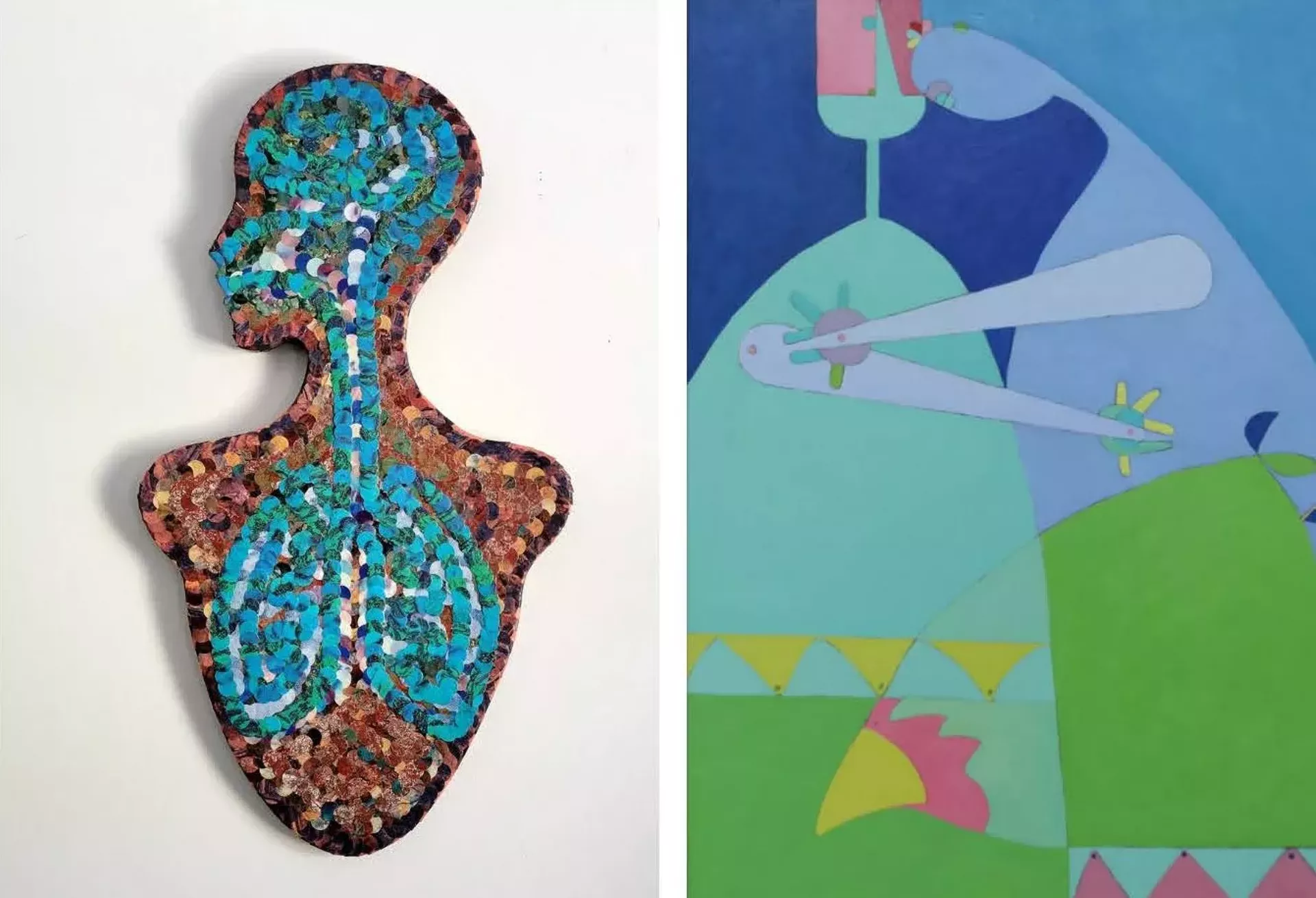 "Reconnecting" by Heather Stearns and "The Embrace" by Amy Schachter