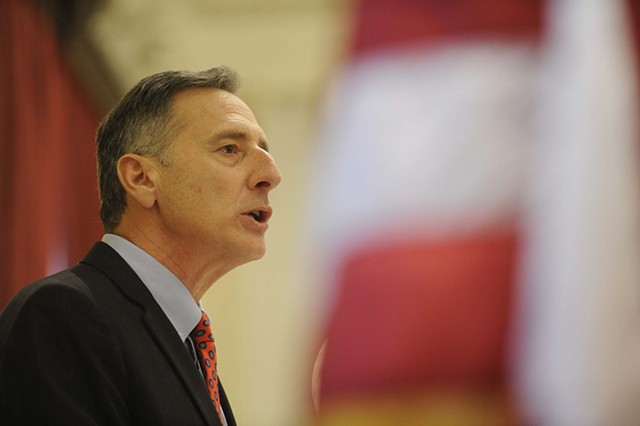 Gov. Peter Shumlin delivers his third inaugural address. - JEB WALLACE-BRODEUR