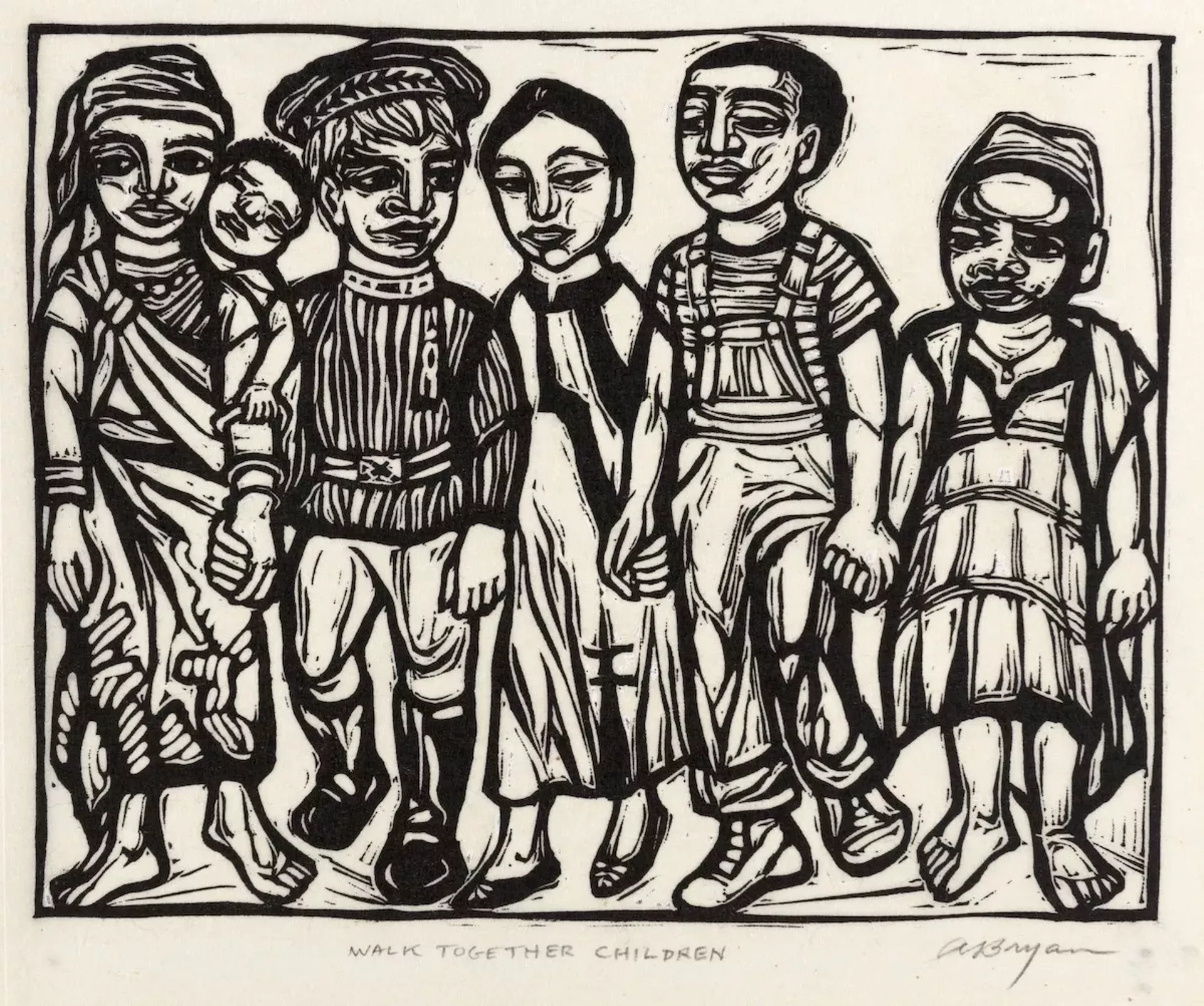 Illustration for 'Walk Together Children: Black American Spirituals' by Ashley Bryan