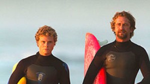 BOARD STIFFS Weston and Butler flounder as buds who live for the big waves in this by-the-numbers biopic.