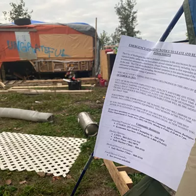 Image: Residents Evicted From Burlington Homeless Encampment Following Arrests