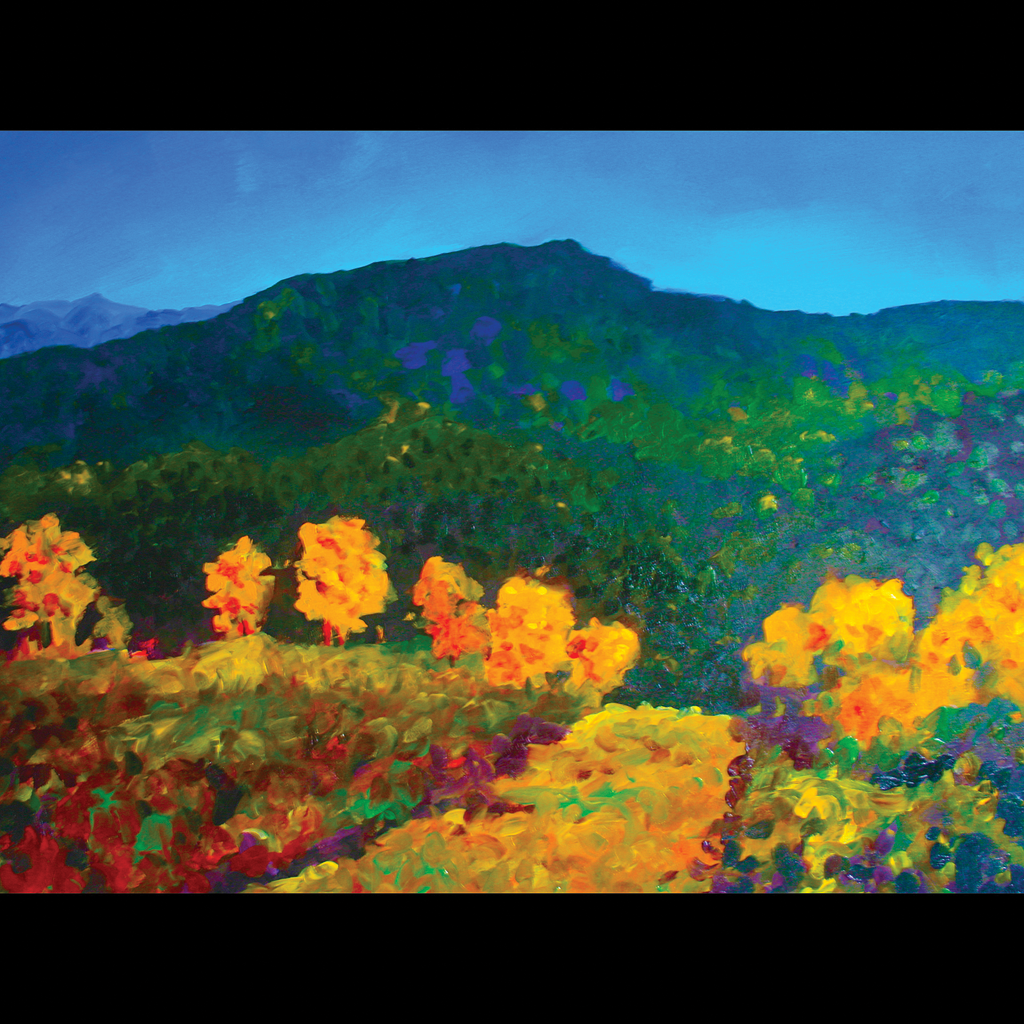 Carol Boucher, "Mountains and Yellow Trees"