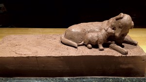 Clay Model of border collie bench by Ryan Mays