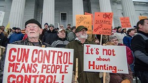 Gun rights supporters in front of the Vermont Statehouse
