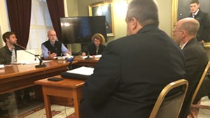 From left, Vermont Defender General Matthew Valerio and Vermont Prisoners' Rights Office supervising attorney Seth Lipschutz testify before the Joint Corrections Oversight Committee.