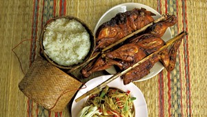 Gai yang and som tum with sticky rice