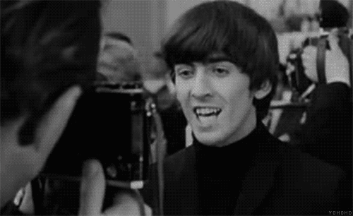 George Harrison and his haircut, Arthur.