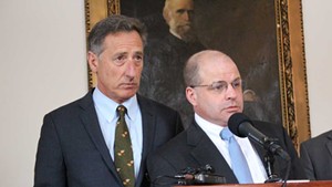 Gov. Peter Shumlin and Chief of Health Care Reform Lawrence Miller last Friday at the Statehouse