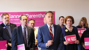 Gov. Peter Shumlin receiving Planned Parenthood of Northern New England's endorsement last Friday.