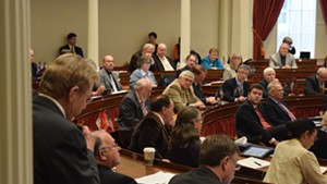 Rep. Butch Shaw (R-Pittsford) argues Wednesday against a bill that would require employers to provide paid sick leave.