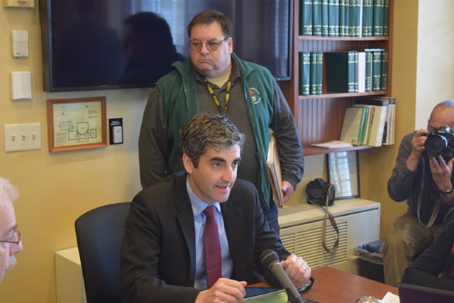 Burlington Mayor Miro Weinberger urges the House Government Operations Committee on Thursday to pass three gun restrictions that city voters backed. - TERRI HALLENBECK