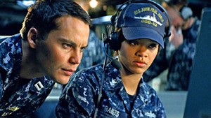 IN THE NAVY Rihanna helps Kitsch fight a poorly planned alien invasion in her inauspicious film debut.