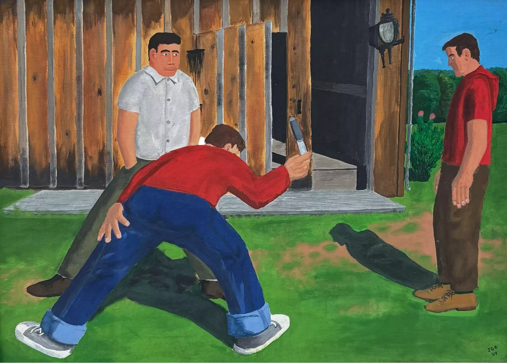 "Three Men Playing Stretch" by John Roberts