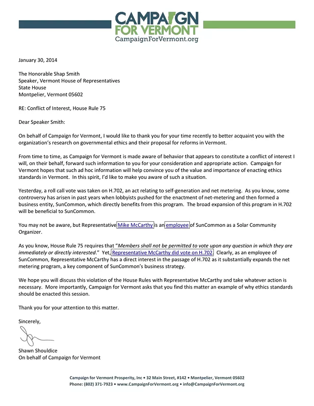 Lisman's Group Accuses House Democrat of Solar Conflict