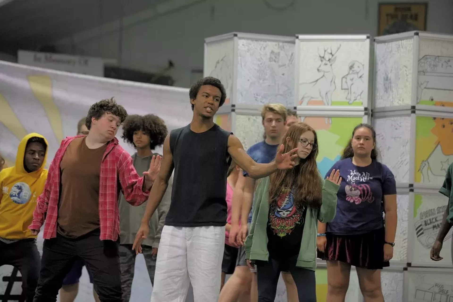 Yeshua Armbrister rehearsing with cast of 'Listen Up'
