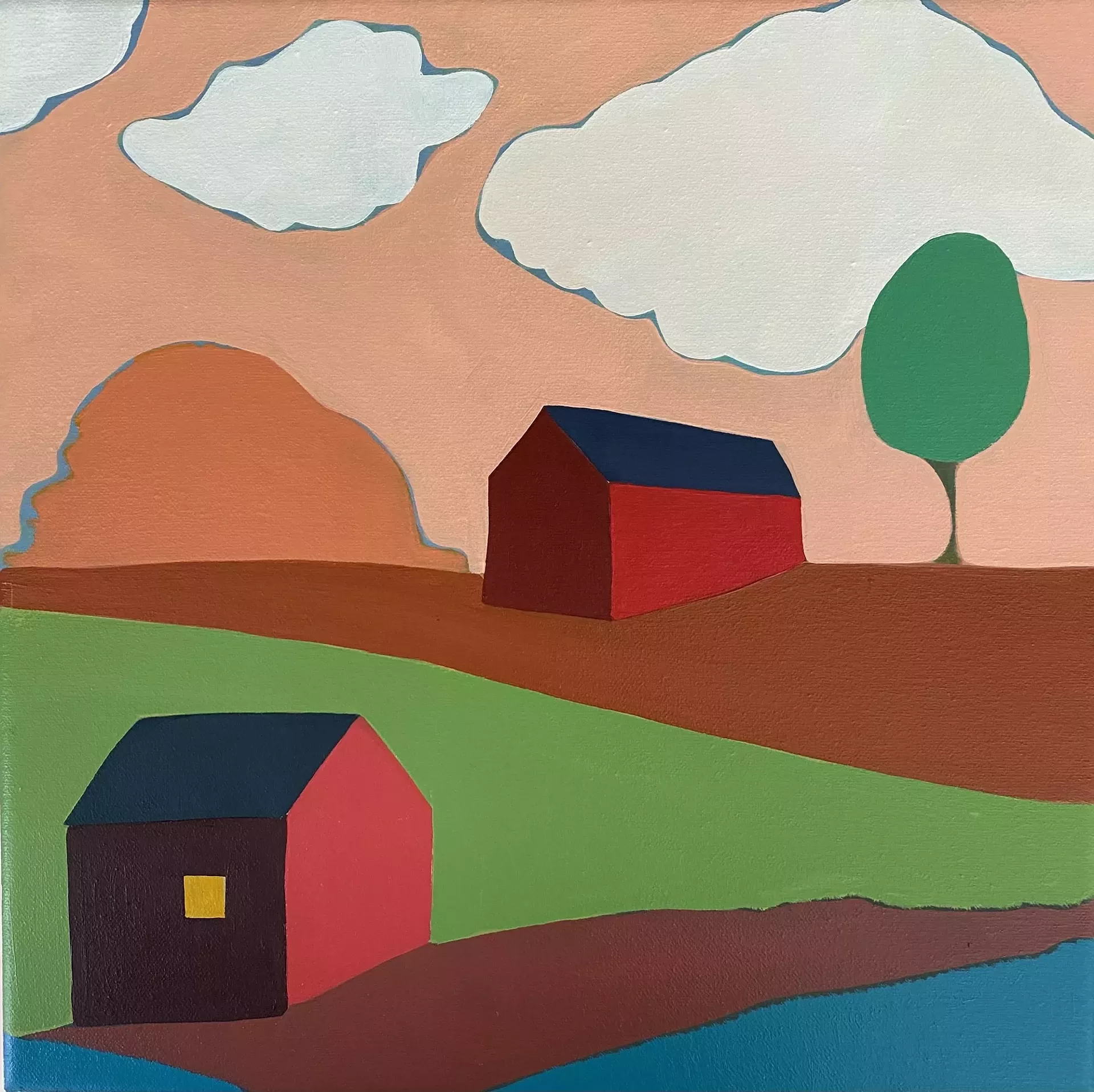 "Red Barn and Red House" by Sage Tucker-Ketcham