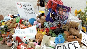 Makeshift memorial for Michael Brown In Ferguson, Mo.