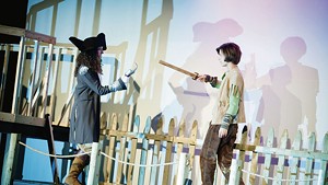 Marianne DiMascio as Captain James Hook and Isabelle Fenn as Peter Pan