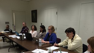 Members of the Burlington School Board finance committee at Ira Allen School Wednesday