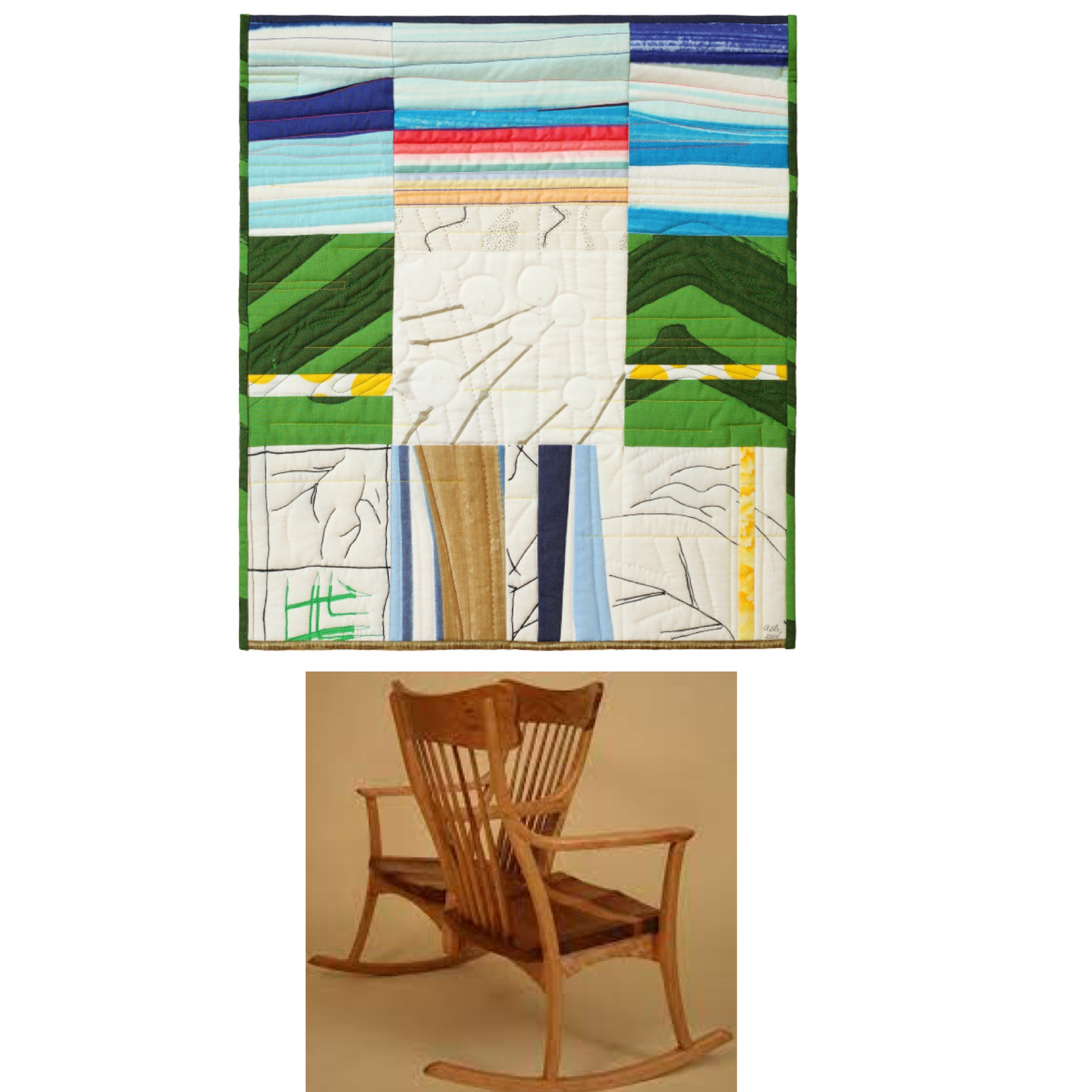Quilt by Rosalind Daniels and furniture by Mike Lamp