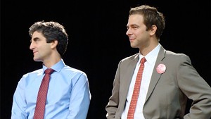 Miro Weinberger and Tim Ashe at the caucus
