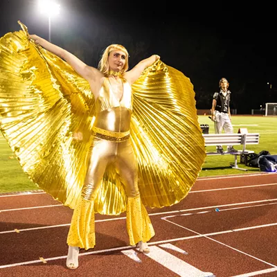 Image: Performers in Drag Shine at Burlington High School Halftime Ball