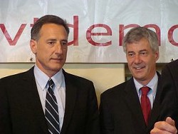 Peter Shumlin and Doug Racine during the 2010 gubernatorial campaign. - FILE PHOTO