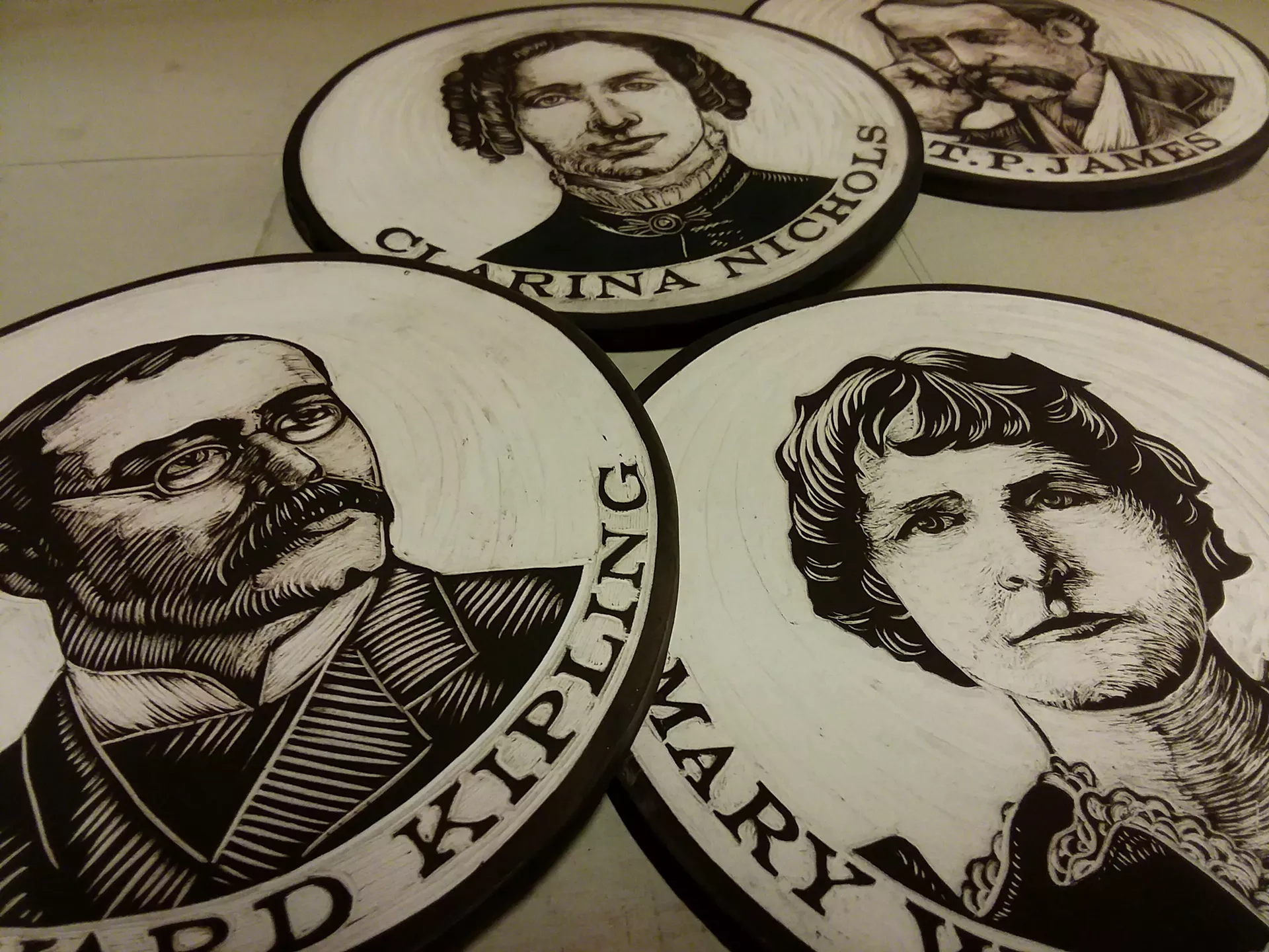 Portrait medallions by Cynthia Houghton