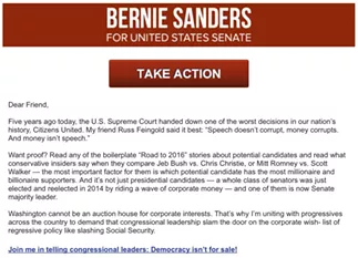 Sanders Uses Citizens United Anniversary to Raise Campaign Cash