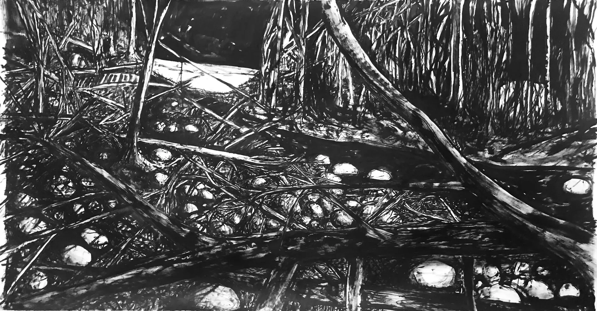 A large-scale drawing from John Loggia's "Evidence" series