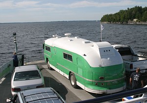 &#8220;The Pickle&#8221; riding the ferry across Lake Champlain