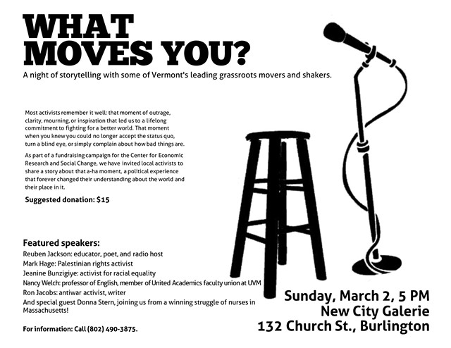 The poster for Sunday night's 'What Moves You?' event. - STEVE RAMEY