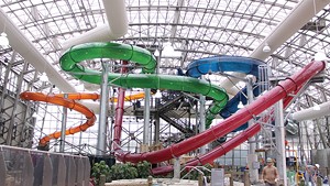 The water slide complex at the Pump House