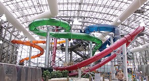 The water slide complex at the Pump House