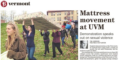 Tim Johnson covered a protest against sexual assault held at the University of Vermont in Thursday's Free Press. - SCREENSHOT OF BURLINGTON FREE PRESS