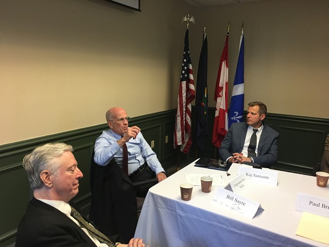 Left to right: Bill Sayre, Congressman Peter Welch and tax commissioner Kaj Samsom - JOHN WALTERS